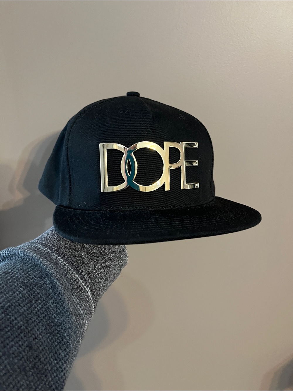 Black DOPE Snapback Hat with Gold Logo